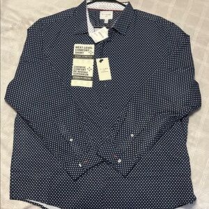 Navy Polka Dot Men's Casual Shirt